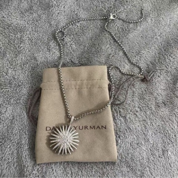 David Yurman Starburst Pendant Necklace in Sterling Silver with Diamonds - Picture 2 of 8